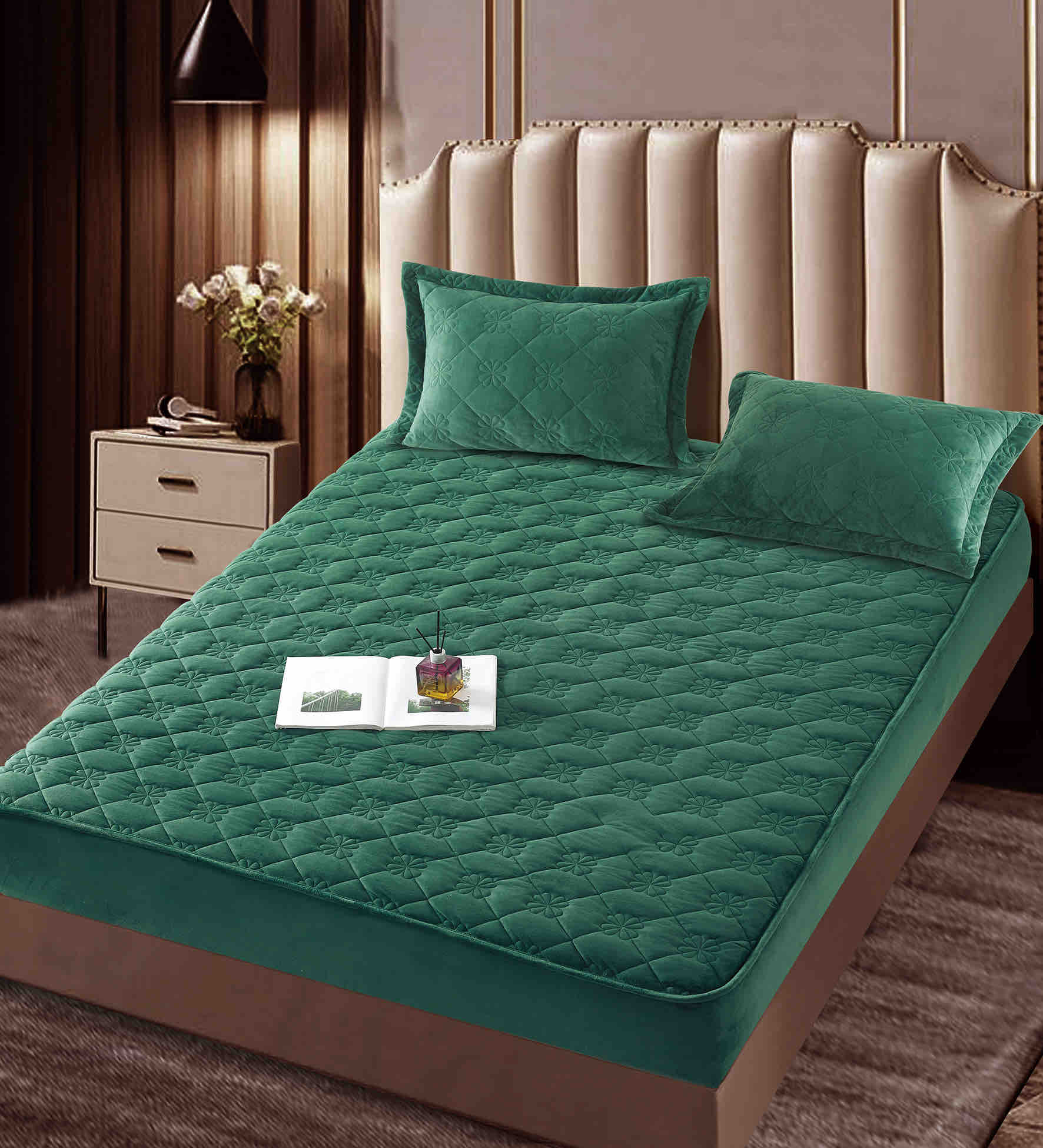 Huse de pat catifea tip topper 140x200cm
