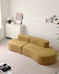Canapea Premium Monarch HD Foam, 240 x 100 x 62 cm - Galben - Img 2