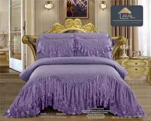 Cuvertură matlasată cu volănașe și broderie, 3 piese
