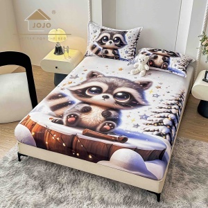 Husa de pat imprimeu 5D cu elastic 160x200cm + 2 fete de perna