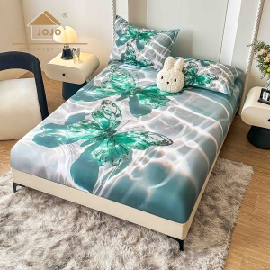 Husa de pat imprimeu 5D cu elastic 160x200cm + 2 fete de perna
