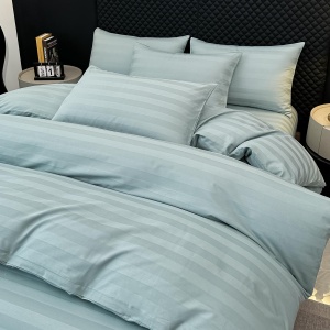 Lenjerie de Pat 100% Bumbac, Damasc Deluxe, 6 Piese, Cearceaf cu Elastic 180x200 cm, Husă Pilotă 200x230 cm, Verde Menta - Img 4