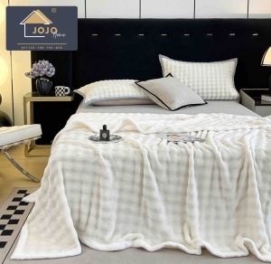 Patura cocolino cu bordura alba 200x230, textura soft