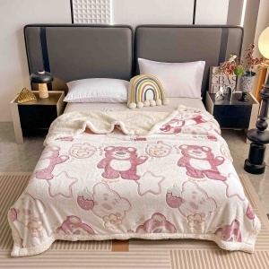 Patura cocolino cu imprimeu si blanita, 200x230cm