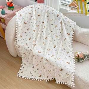 Pătură pentru Bebeluși și Copii cu Ciucurei, 100x150 cm, Față 100% Bumbac, Verso Poliester, in cutie cadou - Img 2