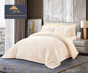 Set lenjerie de pat cocolino extra pufoasa cu pilota inclusa, blanita artificiala de iepure, 6 piese. cu elastic