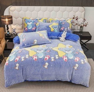 Set lenjerie de pat cocolino pufoasa, 4 piese, cu elastic