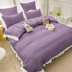 Set lenjerie de pat dublu creponata, 6 piese