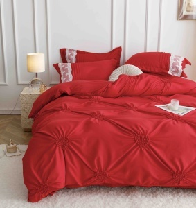 Set lenjerie de pat premium, cu inimioare brodate, 6 piese - Img 3