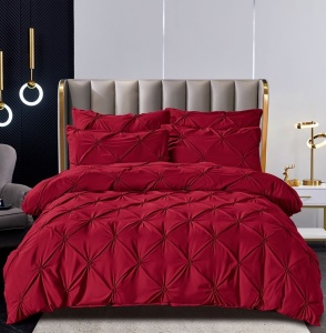Set lenjerie de pat premium, cu pliuri brodate, 6 piese