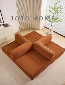 Canapea Modulară Velluto 4 în 1, 200 x 100 x 72 cm - Portocaliu - Img 3