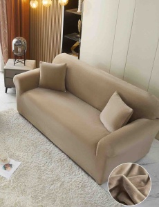 Set husa elastica catifea pentru canapea 3 locuri, 180cm - 230cm