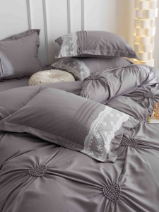 Set lenjerie de pat premium, cu inimioare brodate, 6 piese - Img 7