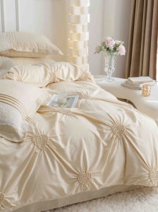 Set lenjerie de pat premium, cu inimioare brodate, 6 piese - Img 8