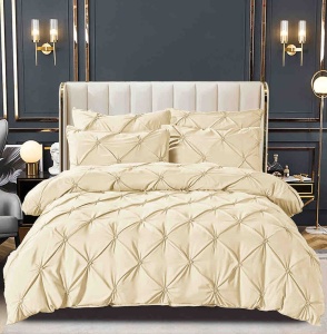 Set lenjerie de pat premium, cu pliuri brodate, 6 piese, cu elastic
