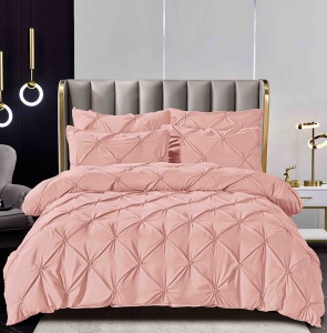 Set lenjerie de pat premium, cu pliuri brodate, 6 piese, cu elastic