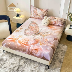 Husa de pat imprimeu 5D cu elastic 160x200cm + 2 fete de perna