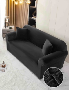 Set husa elastica catifea pentru canapea 2 locuri, 130cm - 180cm