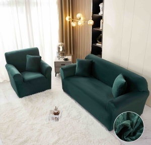 Set husa elastica catifea pentru canapea 3 locuri, 180cm - 230cm