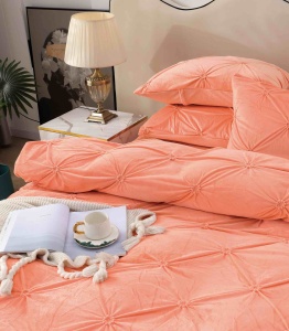 Set lenjerie de pat catifea deluxe, 4 piese, cu elastic - Img 3