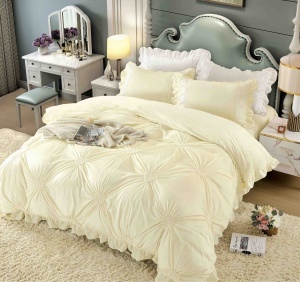 Set lenjerie de pat catifea deluxe, cu broderie, 4 piese