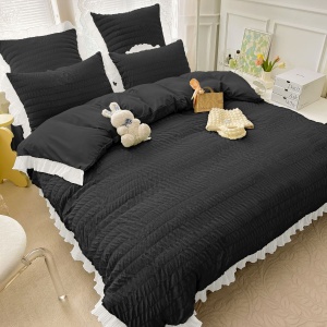 Set lenjerie de pat dublu creponata, 6 piese