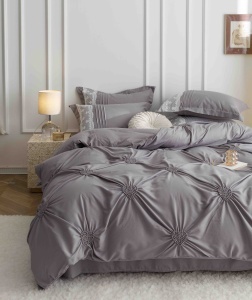 Set lenjerie de pat premium, cu inimioare brodate, 6 piese - Img 4