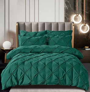 Set lenjerie de pat premium, cu pliuri brodate, 6 piese