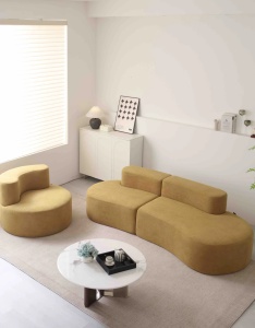 Canapea Premium Monarch HD Foam, 240 x 100 x 62 cm - Galben - Img 3