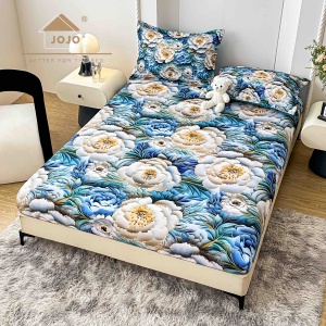 Husa de pat imprimeu 5D cu elastic 160x200cm + 2 fete de perna