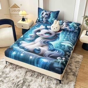Husa de pat imprimeu 5D cu elastic 160x200cm + 2 fete de perna