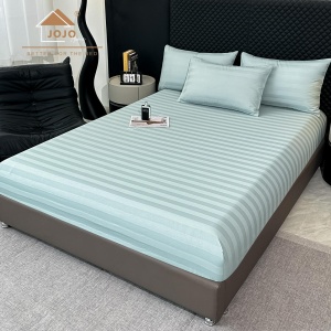Lenjerie de Pat 100% Bumbac, Damasc Deluxe, 6 Piese, Cearceaf cu Elastic 180x200 cm, Husă Pilotă 200x230 cm, Verde Menta - Img 5