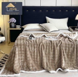 Patura cocolino cu bordura alba 200x230, textura soft