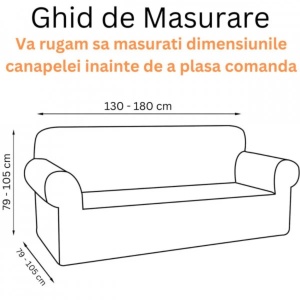 Set husa elastica catifea pentru canapea 2 locuri, 130cm - 180cm - Img 2