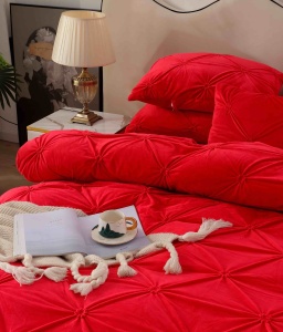 Set lenjerie de pat catifea deluxe, 4 piese, cu elastic - Img 3