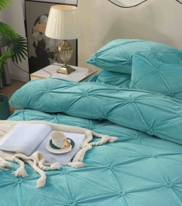 Set lenjerie de pat catifea deluxe, 4 piese, cu elastic - Img 2