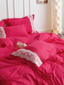 Set lenjerie de pat premium, cu inimioare brodate, 6 piese - Img 6