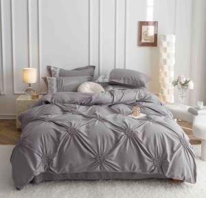 Set lenjerie de pat premium, cu inimioare brodate, 6 piese
