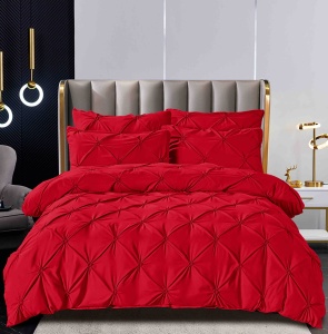 Set lenjerie de pat premium, cu pliuri brodate, 6 piese, cu elastic