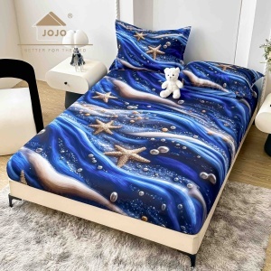 Husa de pat imprimeu 5D cu elastic 160x200cm + 2 fete de perna