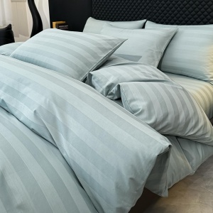 Lenjerie de Pat 100% Bumbac, Damasc Deluxe, 6 Piese, Cearceaf cu Elastic 180x200 cm, Husă Pilotă 200x230 cm, Verde Menta - Img 2