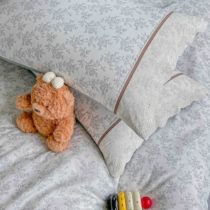 Lenjerie de pat bumbac 100% cu dantela, 4 piese, cearceaf cu elastic - Img 4