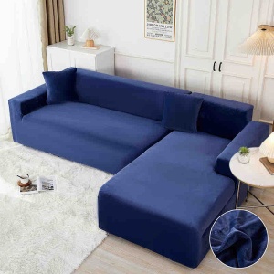 Set 2 huse elastice pentru coltar din catifea, marime M+L + 2 fete de perna