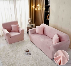 Set husa elastica catifea pentru canapea 3 locuri, 180cm - 230cm
