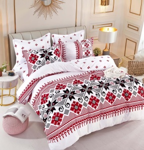 Set lenjerie de pat dublu, cearceaf cu elastic, 6 piese