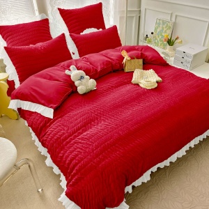 Set lenjerie de pat dublu creponata, 6 piese
