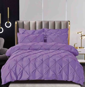 Set lenjerie de pat premium, cu pliuri brodate, 6 piese, cu elastic