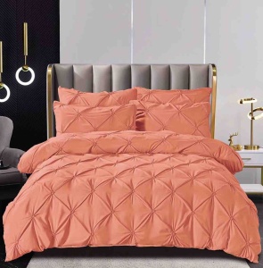 Set lenjerie de pat premium, cu pliuri brodate, 6 piese