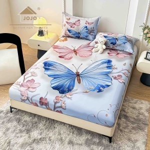 Husa de pat imprimeu 5D cu elastic 160x200cm + 2 fete de perna