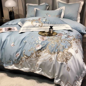 Lenjerii de pat bumbac 100% satin premium cu broderie deluxe, 4 piese